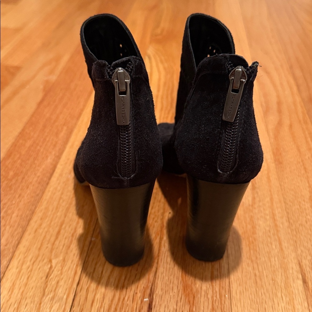Vince Camuto Black Suede Open Toe Booties - Picture 4 of 7